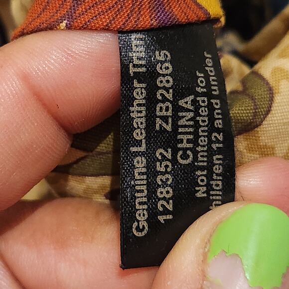 FOSSIL Boho Velour Messenger Bag Bird Bag Charm Leather Accents Y2K 90s Hippie - Picture 5 of 13